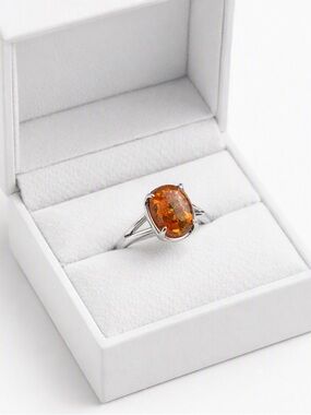5/$25 Bold Amber Stone Ring Size 10